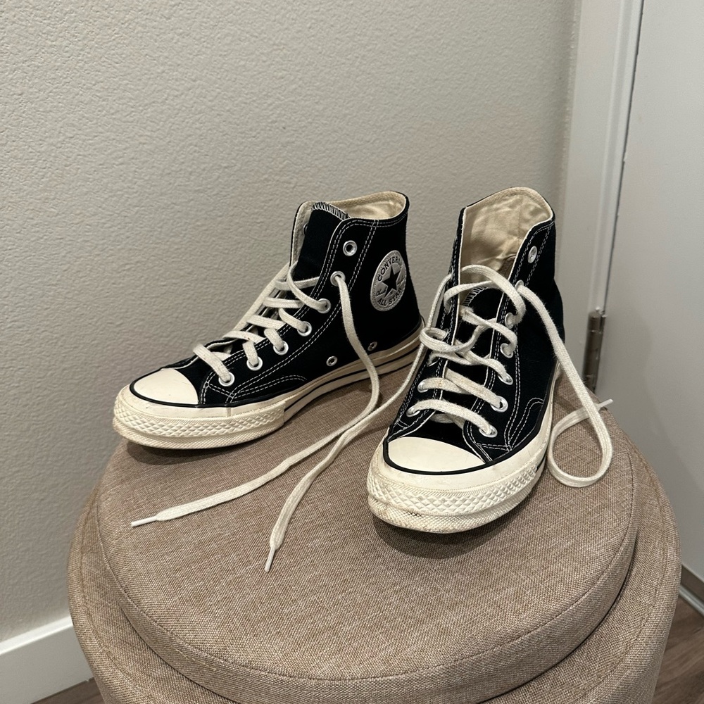 Stylish Black and White High-Top Sneakers